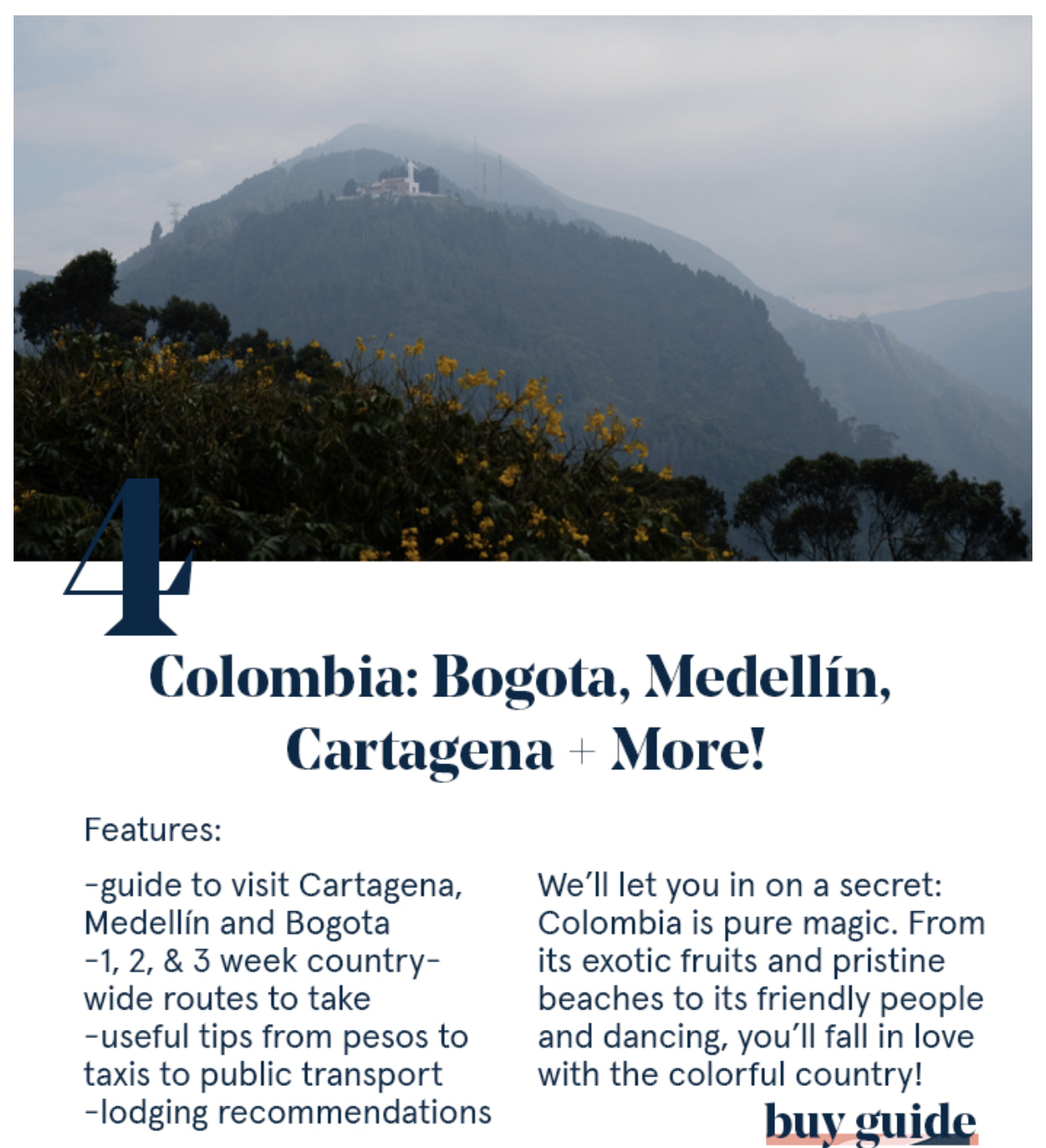 Spring travel to Colombia